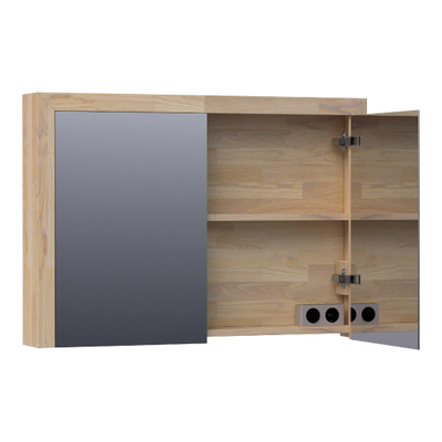 BRAUER Rise spiegelkast – 99x70x15 cm – zonder verlichting – 2 deuren, dubbelzijdige spiegeldeuren – Eiken grijs