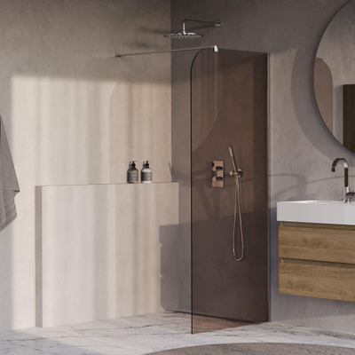 BRAUER Orion Paroi de douche à l'italienne - 90x200cm - verre bronze - revêtement en verre - chrome brillant