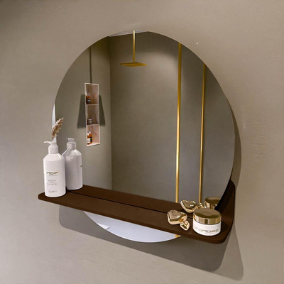 Mondiaz SPOT spiegel – Ø60 cm – met planchet – Rust (bruin)