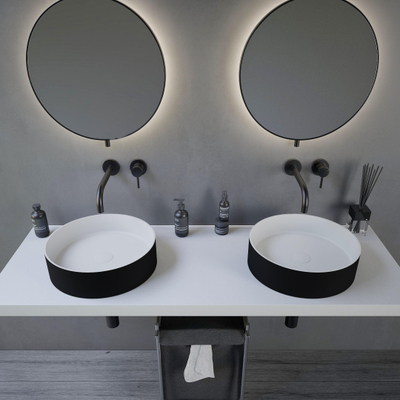 Ideavit Solidthin lavabo 40x40x12.5cm solid surface round mat Black