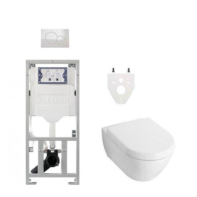 Villeroy et Boch Subway 2.0 Set de toilette softclose et sans bride avec réservoir Geberit et plaque de commande blanc