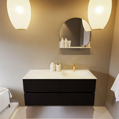 Mondiaz VICA-DLUX ensemble de meuble de salle de bain - 120cm - meuble sous-vasque urbain - 4 tiroirs - lavabo encastré cloud droite - 1 trou de robinet - version haute de 60cm - opalo