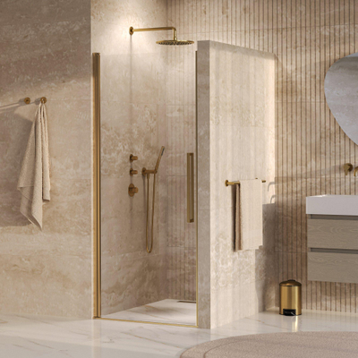 BRAUER Cosmic Nisdeur - 90x200 - draaiend - helder - glas omkeerbaar incl. glascoating - geborsteld goud PVD