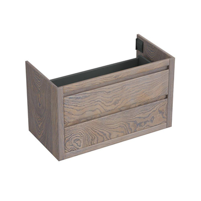 Forzalaqua Gela 2.0 meuble sous-lavabo 100x51x60cm avec 2 tiroirs softclose sans poignées Chêne massif Silver Grey