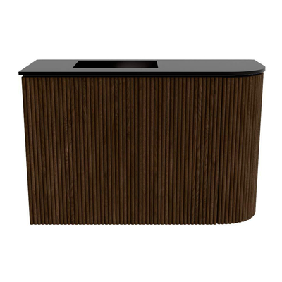 Mondiaz JOYA 61.6cm toiletmeubel - ronding rechts kleur Walnut - Wastafel FAYE positie Links Zonder kraangat kleur Urban.