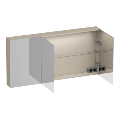 BRAUER Impress Deluxe armoire de toilette - 140x70x15cm - éclairage interne et externe - 3 portes miroir double face - beige mat