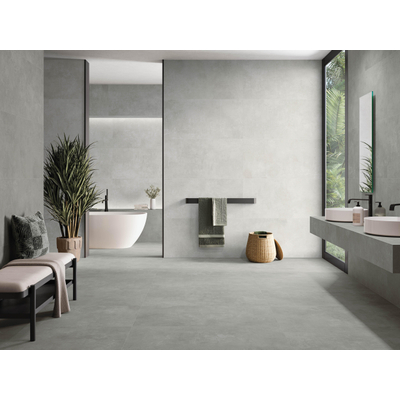 Terravito Belmiro wand- en vloertegel - 29.5x59.5cm - 8.7mm - Rechthoek - gerectificeerd - Betonlook - mat grijs - Sand