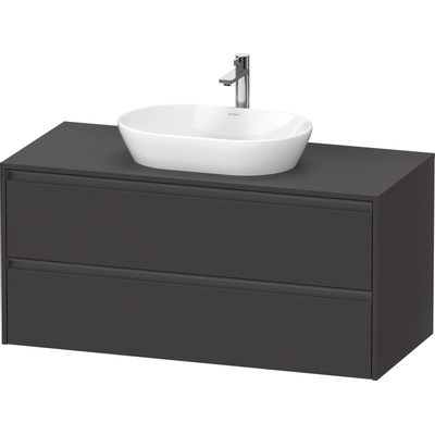 Duravit Ketho.2 Wastafelonderbouwkast - inclusief consoleplaat - met 2 laden - 120x55x56.8cm - met handgrepen antraciet - grafiet supermat