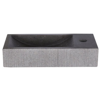 Differnz Ribble fonteinset - 38x18x8cm - Rechthoek - 1 kraangat - chroom kraan - kruisgreep - natuursteen zwart