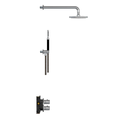 Hotbath Archie IBS30A Ensemble de douche encastré - complet - thermostatique - 2 fonctions - inverseur - bras mural 40cm - tête de douche ronde 20cm - douchette ronde - inox