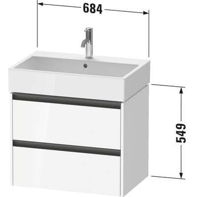 Duravit Ketho 2 meuble sous-lavabo avec 2 tiroirs 68.4x46x54.9cm avec poignées anthracite blanc super mat