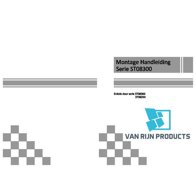 Van Rijn Products ST08 Nis draaideur - 120x200cm - grijs rookglas - dikte 8mm - 2 delig - muurprofiel - stabilisatiestang - Messing