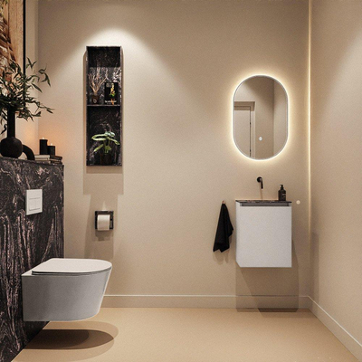 MONDIAZ TURE-DLUX 40cm toiletmeubel Linen. EDEN wastafel Lava positie midden. Zonder kraangat.