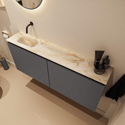 MONDIAZ TURE-DLUX Meuble toilette - 120cm - Dark Grey - EDEN - vasque Frappe - position gauche - sans trou de robinet