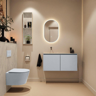 MONDIAZ TURE-DLUX Meuble de toilettes 100 cm Clay. EDEN lavabo Opalo position gauche. Sans trou de robinet.
