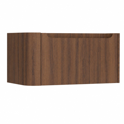 H&R Badmeubelen Juice Meuble sous lavabo - 80x45x40cm - angle gauche arrondi - 1 tiroir - poignée intégrée - Chêne foncé