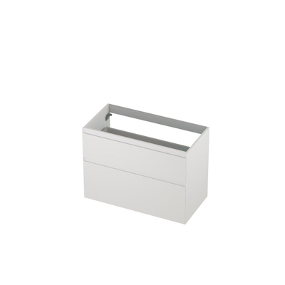 INK Wastafelonderkast - 90x45x65cm - 2 lades - greeploos - MDF lak - Mat wit