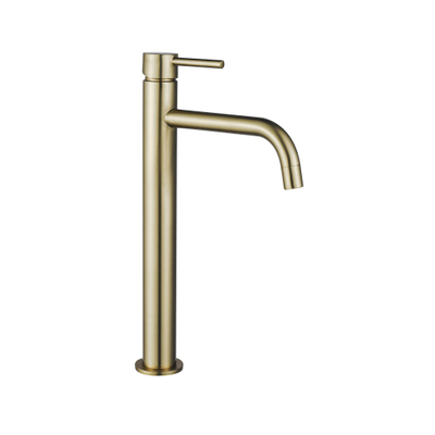 Fortifura Calvi Slim Wastafelkraan - 32cm - verhoogd - opbouw - PVD - geborsteld messing (goud)