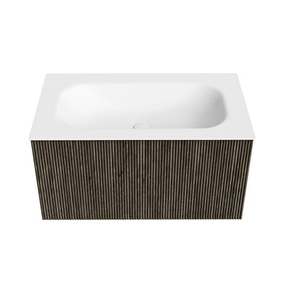 Mondiaz KURVE Badkamermeubelset - 80x46x40cm - 1 lade - wastafel solid surface - midden - zonder kraangat - Shadow