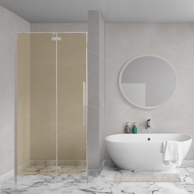 Aqua Vista Oria Linea porte de niche - 120x200cm - kit de montage incluse - verre champagne - Acier inoxydable brossé