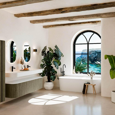 MONDIAZ THOR 180cm meuble de salle de bains arrondi gauche + droite couleur Shadow avec 2 tiroirs et 2 portes. Vasque suspendue CLOUD Double 2 trous de robinet couleur Talc.