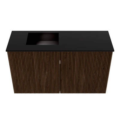 Mondiaz JOYA 70cm toiletmeubel - kleur Walnut - Wastafel FAYE positie Links Zonder kraangat kleur Urban.