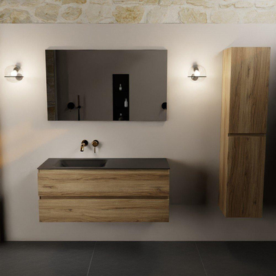 Mondiaz AIVY Ensemble de meuble - 120x45x50cm - 0 trous de robinet - 1 vasque Urban Solid surface - Gauche - 2 tiroirs - sans miroir - Melamine Chai