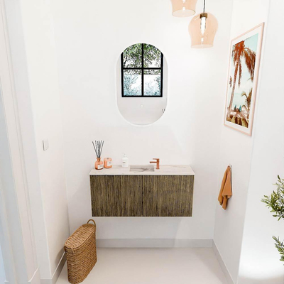 Mondiaz JOYA-DLUX 90cm toiletmeubel - kleur Dusk - Wastafel FAYE positie Midden 1 kraangat kleur Nata.