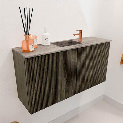 Mondiaz JOYA-DLUX Meuble de toilette 80cm - couleur Shadow - Vasque FAYE position Milieu 1 trou de robinet couleur Oza