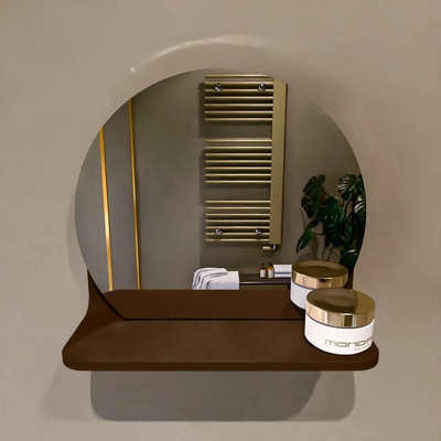 Mondiaz SPOT miroir – Ø 30 cm – avec tablette – Rust (brun)