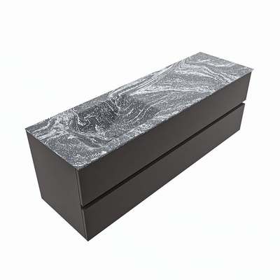 Mondiaz VICA-DLUX ensemble de meuble de salle de bain - 150cm - meuble sous-vasque gris foncé - 2 tiroirs - lavabo encastré cloud gauche - 1 trou de robinet - version haute de 60cm - lave