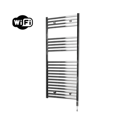 Sanicare HVW Elektrische Radiator - 111.8x45cm - 435W - wifi - thermostaat - chroom - rechtsonder - chroom