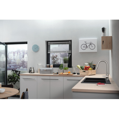 Hansgrohe M42 M429-H220 Robinet de cuisine 1 trou avec douchette extractible et bec pivotant à 360° chrome