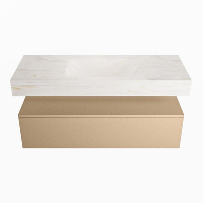 MONDIAZ ALAN - DLUX Badkamermeubelset - 120cm - onderkast - Oro - 1 lade - vrijhangende wastafel - wasbak midden - 0 kraangaten - Ostra