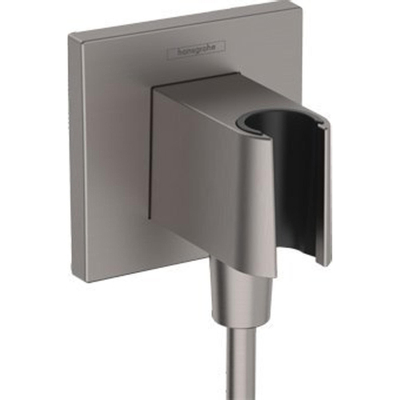 Hansgrohe Fixfit e - handdouchehouder + aansluitbocht Brushed Black chr - zwart chroom