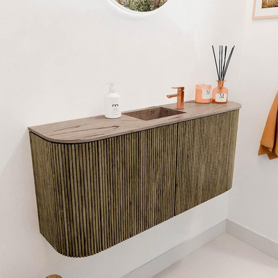 Mondiaz JOYA-DLUX 93.2cm toiletmeubel - ronding links en rechts kleur Dusk - Wastafel FAYE positie Midden 1 kraangat kleur Arena.