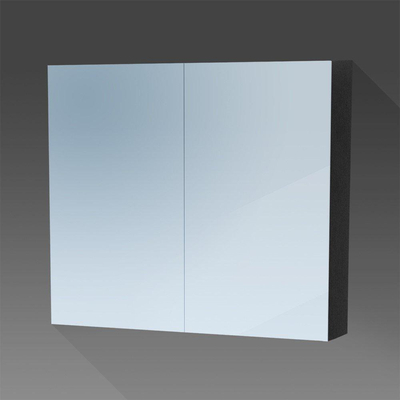 BRAUER Dual Spiegelkast - 80x70x15cm - 2 links- rechtsdraaiende spiegeldeur - MFC - black wood