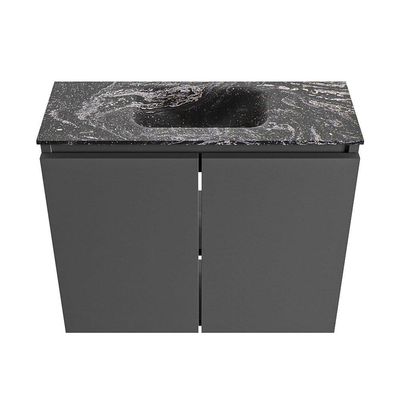 MONDIAZ TURE-DLUX 60cm toiletmeubel Dark Grey. EDEN wastafel Lava positie midden. Met 1 kraangat.