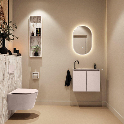 MONDIAZ TURE-DLUX 60cm toiletmeubel Rosee. EDEN wastafel Glace positie links. Met 1 kraangat.