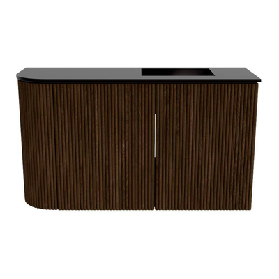 Mondiaz JOYA 71.6cm meuble de salle de bains - arrondi gauche couleur Walnut - Vasque FAYE position Droite 1 trou de robinet couleur Urban.