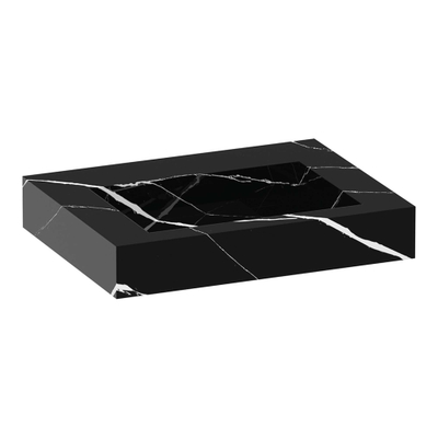 BRAUER Coral lavabo - 60x46x10cm - 1 vasque - 0 trous de robinet - composite - effet marbre - Nero Marquina