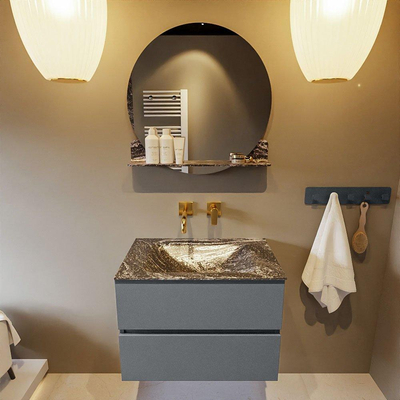 Mondiaz VICA-DLUX Ensemble de meuble de salle de bain - 70cm - meuble sous-vasque plata - 2 tiroirs - lavabo encastrée cloud milieu - sans trous de robinet - version haute de 60cm - lave