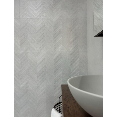 ÉCHANTILLON Terravito Melora Carrelage mural - 60x120cm - rectifié - Effet béton - White décor mat (blanc)