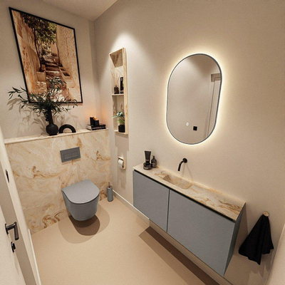 MONDIAZ TURE-DLUX 100cm toiletmeubel Smoke. EDEN wastafel Frappe positie midden. Zonder kraangat.
