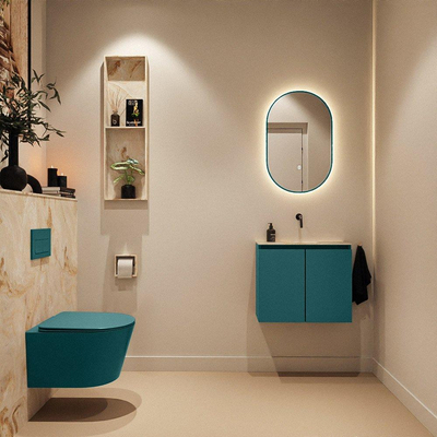 MONDIAZ TURE-DLUX Meuble toilette - 60cm - Smag - EDEN - vasque Frappe - position centrale - sans trou de robinet