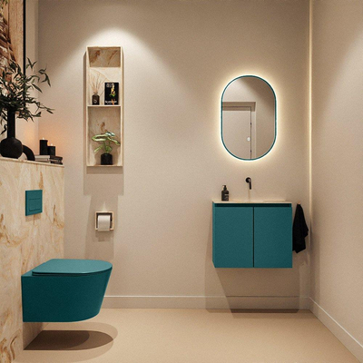 MONDIAZ TURE-DLUX Meuble WC 60 cm Smag. EDEN lavabo Frappe position milieu. Sans trou de robinet.