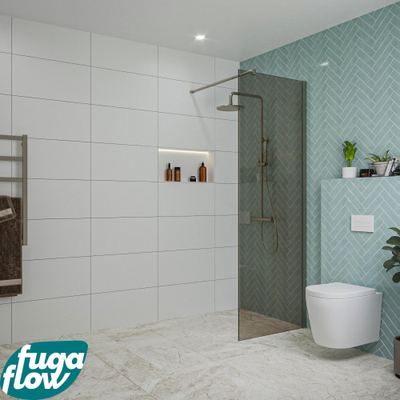 FugaFlow Eccelente Vetro inloopdouche badkamer - 70x200cm - rookglas - wandarm - gunmetal