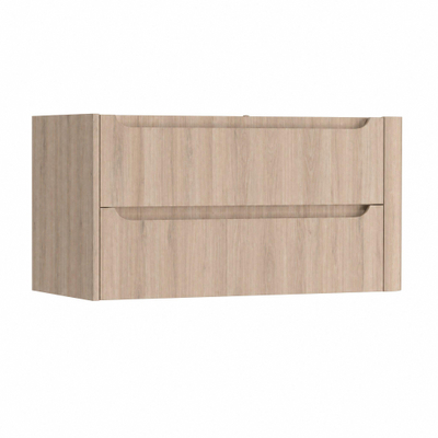 H&R Badmeubelen Juice Meuble sous lavabo - 100x45x50cm - angle droit arrondi - 2 tiroirs - poignée intégrée - chêne Rockford