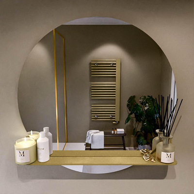 Mondiaz SPOT Miroir de salle de bain - rond 90cm - plan de miroir - couleur Oro
