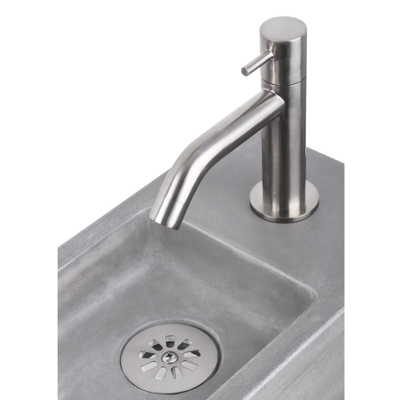 Differnz Force kit lave-mains - 40x22x8cm - Rectangulaire - 1 trou de robinet - Robinet courbé en chrome mat - avec cadre noir - Gris béton